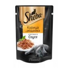 Корм для кошек ''Sheba'' Pleasure Ломтики Курица и индейка в соусе, влажный, 75 г