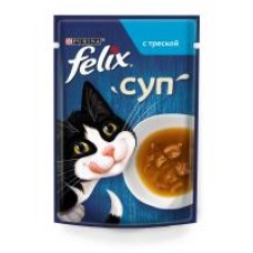 Влажный корм Felix Суп для кошек с треской, в соусе, 48 г