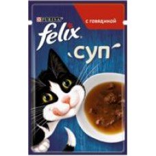 Влажный корм Felix Суп для взрослых кошек с говядиной, в соусе, 48 г