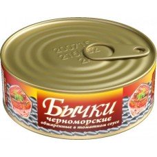 Бычки Знак качества обжаренные в томатном соусе, 240 г